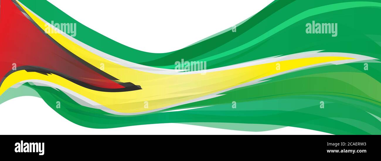 Flag of Guyana, red yellow green flag of the Cooperative Republic of Guyana Stock Photo