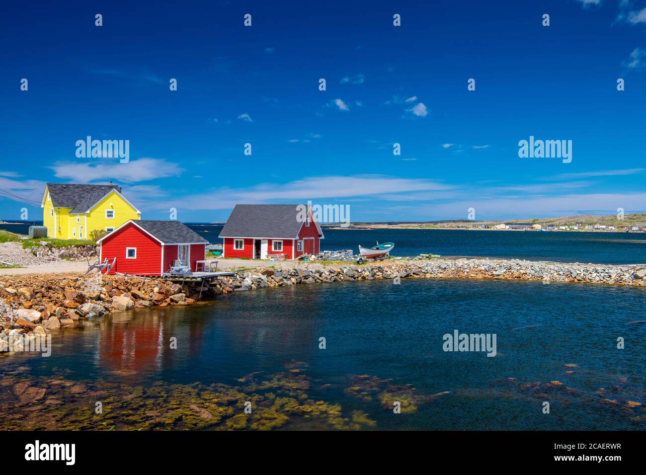 House and stages overlooking the harbour, Joe Batt's Arm, Newfoundland