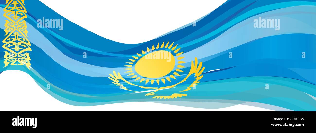 Flag Of Kazakhstan Light Blue With Yellow Flag Of The Republic Of Kazakhstan Stock Photo Alamy