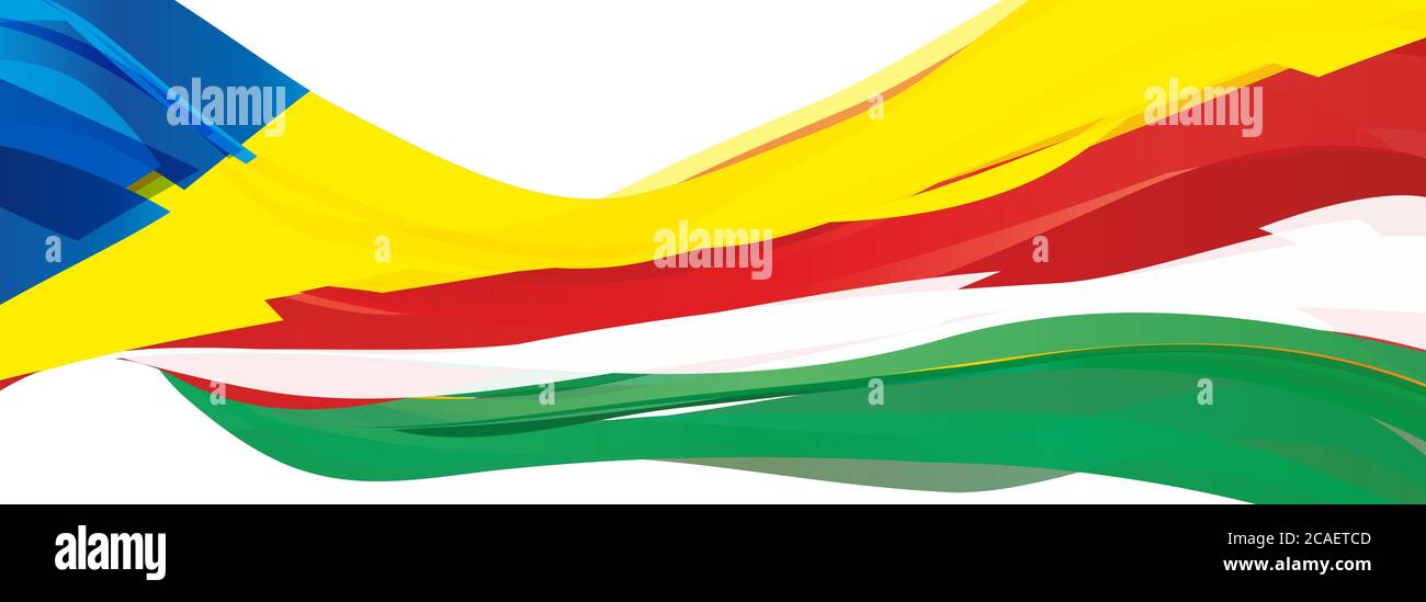 Flag of Seychelles, blue yellow red white green flag of the Republic of  Seychelles Stock Photo - Alamy