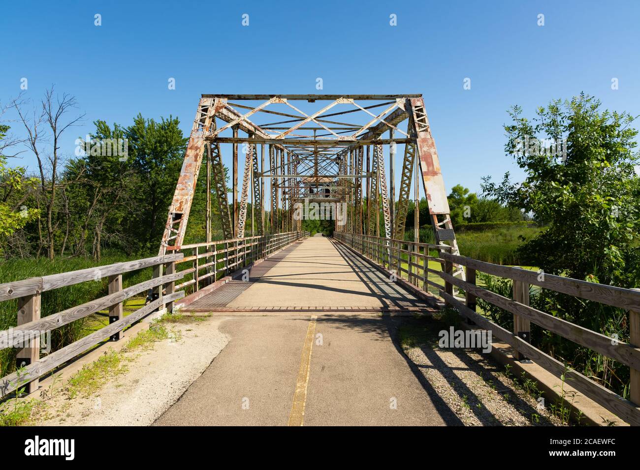 Old swing bridge along the Centennial Trail. Romeoville, Illinois, USA  Stock Photo - Alamy