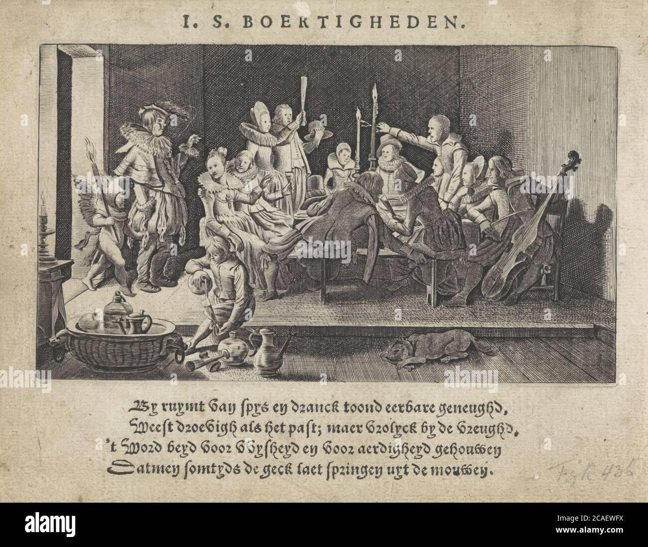 Drinking company by candlelight, Jan van de Velde (II), 1621 Stock Photo