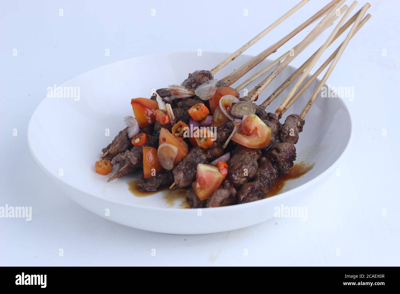 Sate Kambing Is Lamb Satay And Traditional Food From Indonesia Isolated On White Background Stock Photo Alamy
