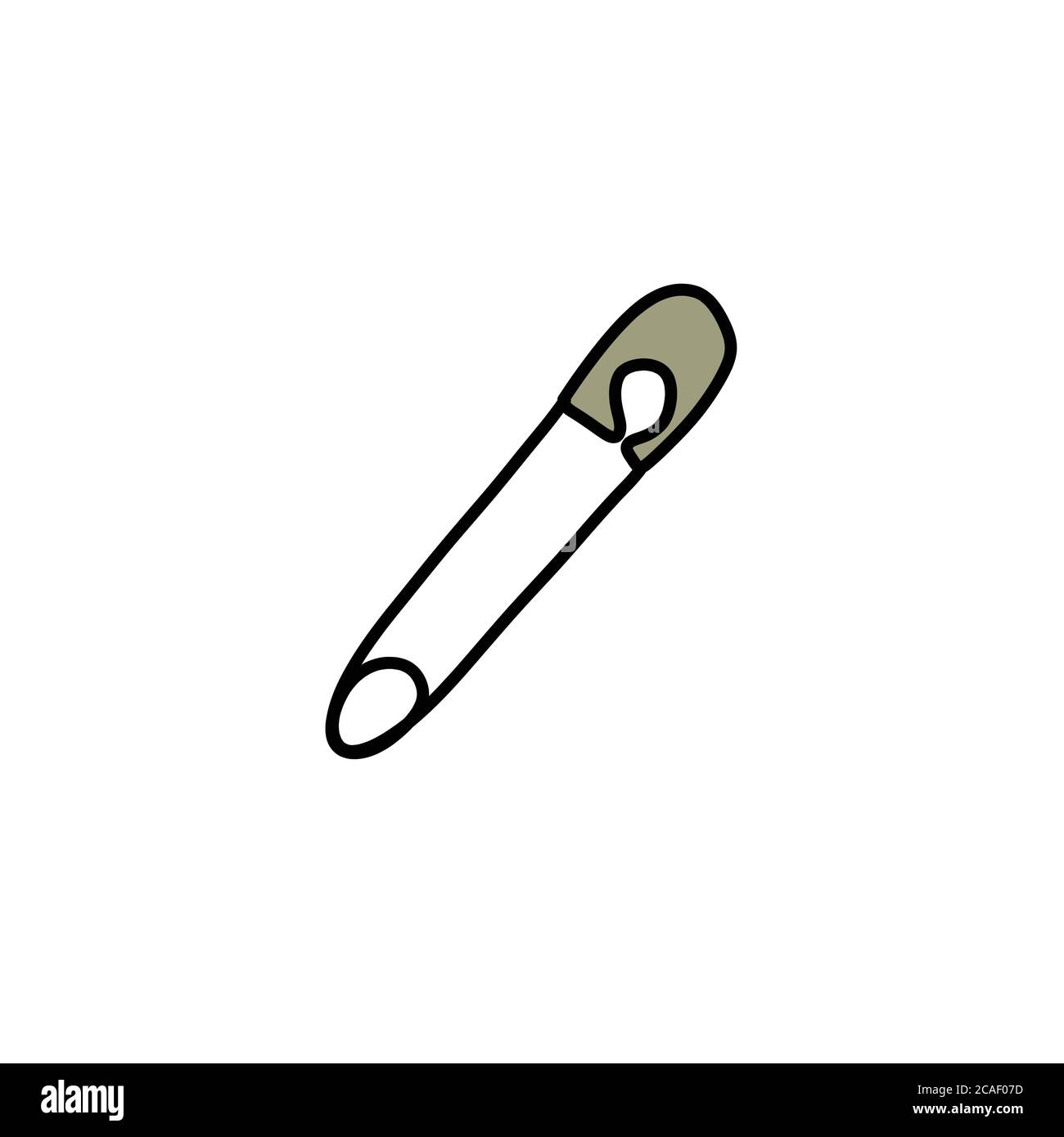 sewing safety pin doodle icon, vector color illustration Stock Vector