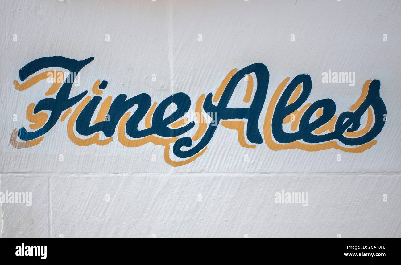Fine Ales sign outside The Old Port pub, Burntisland, Fife Scotland, UK. Stock Photo