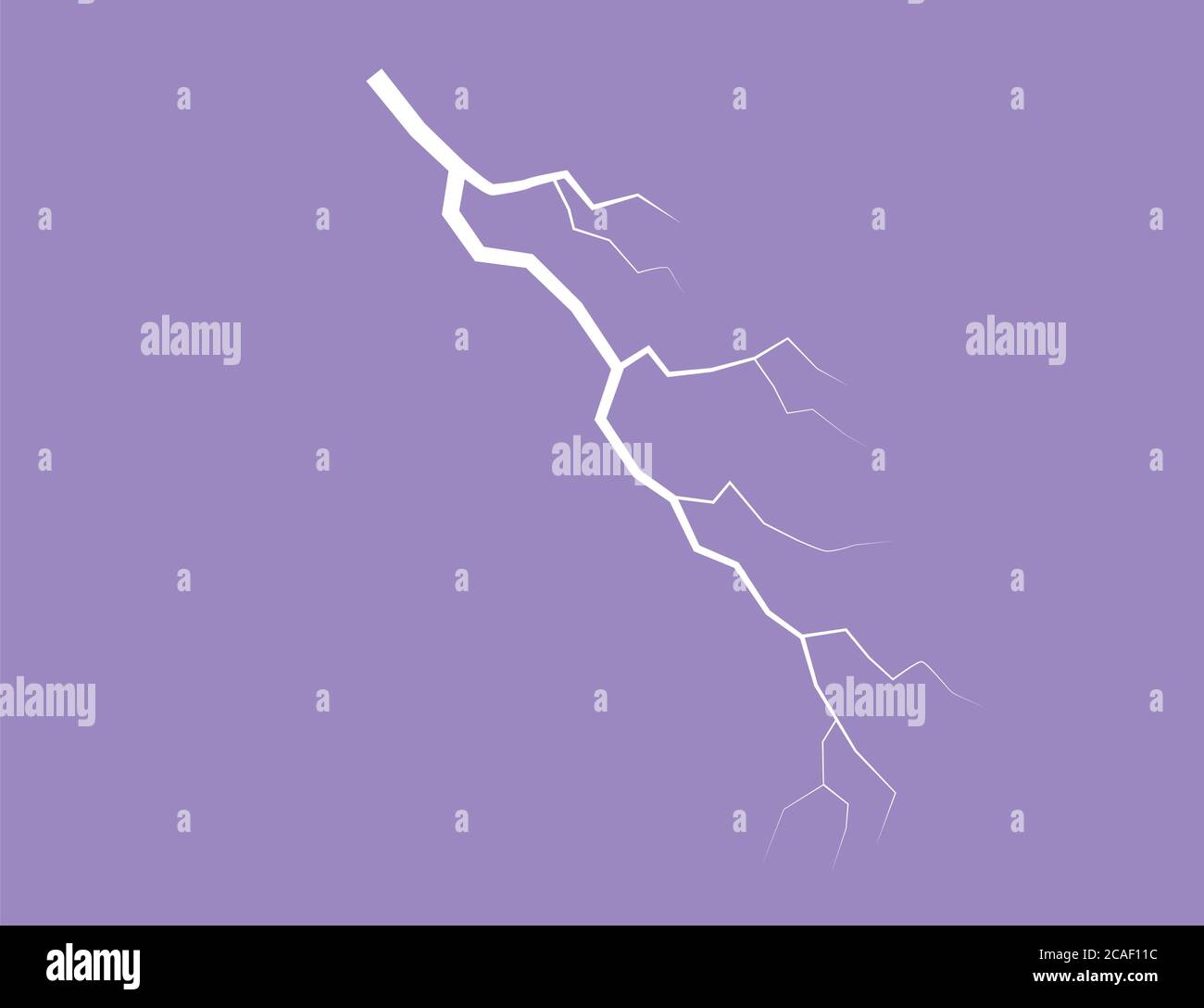 Silhouette Of A Thunder Lightning On A Lilac Background Stock Vector