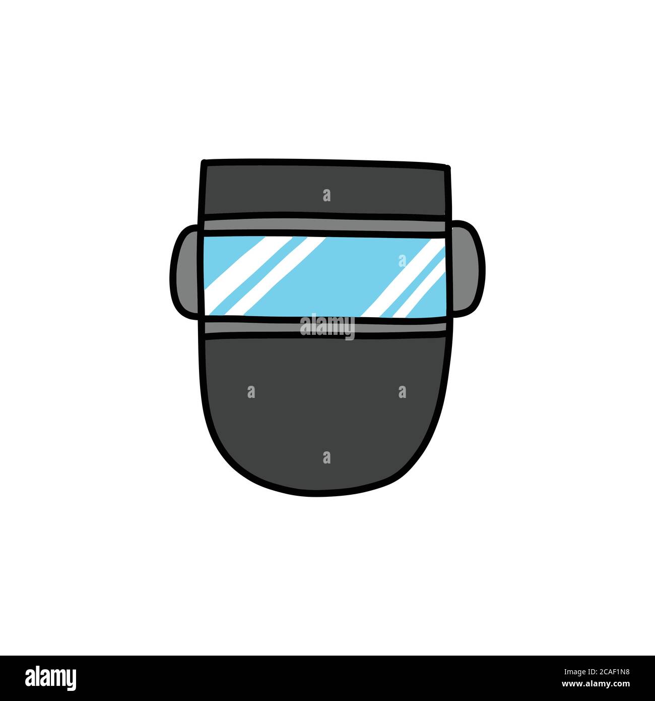 welding mask doodle icon, vector color illustration Stock Vector