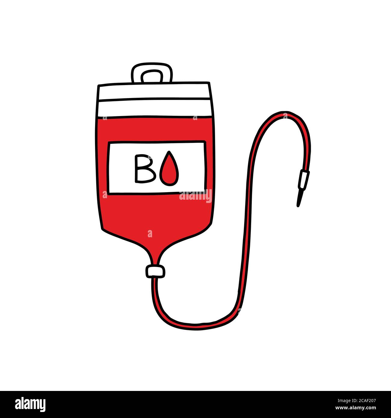 blood transfusion bag doodle icon, vector illustration Stock Vector