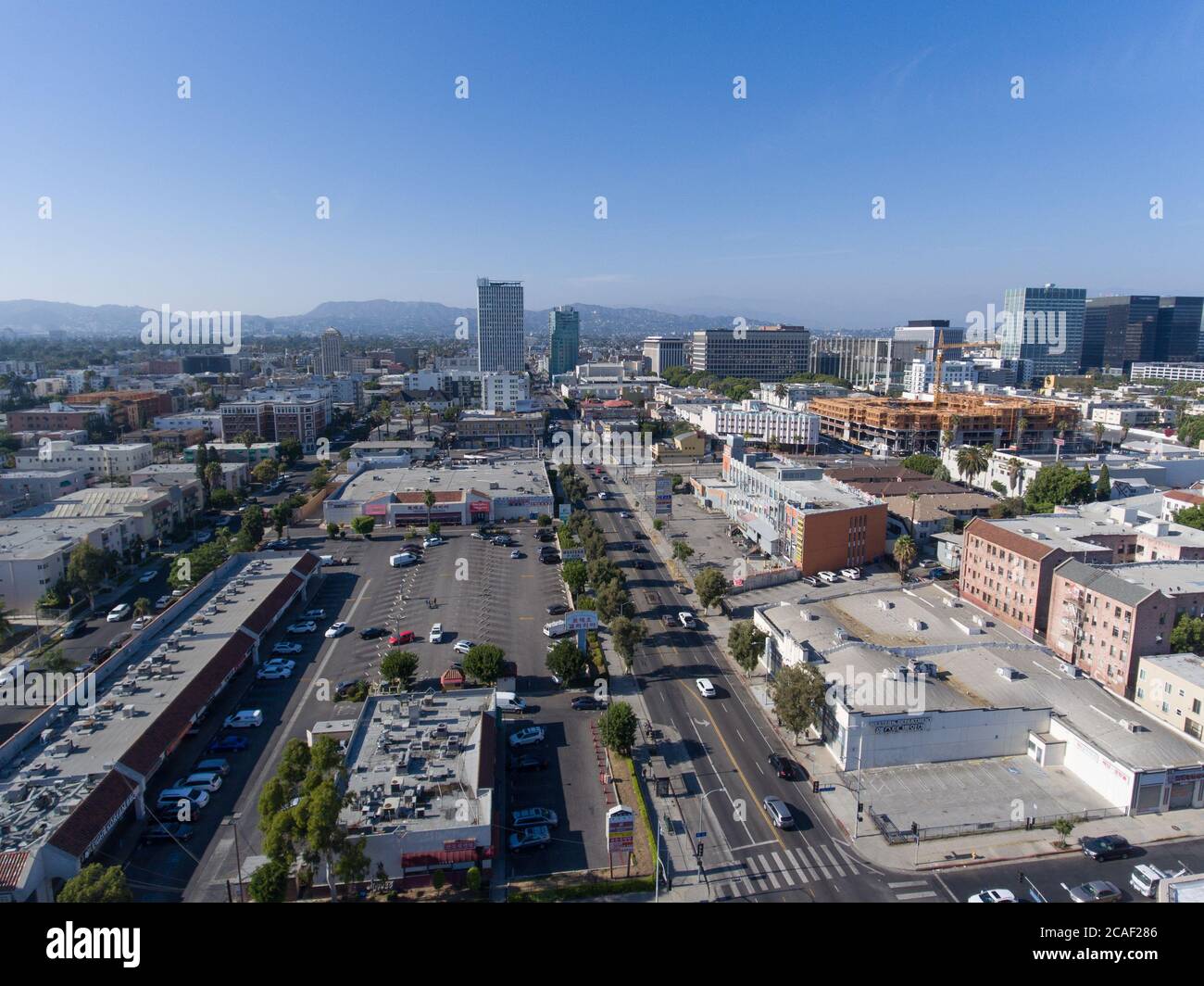 Aerial high city view photo by a drone for Koreatown Los Angeles Stock Photo Alamy