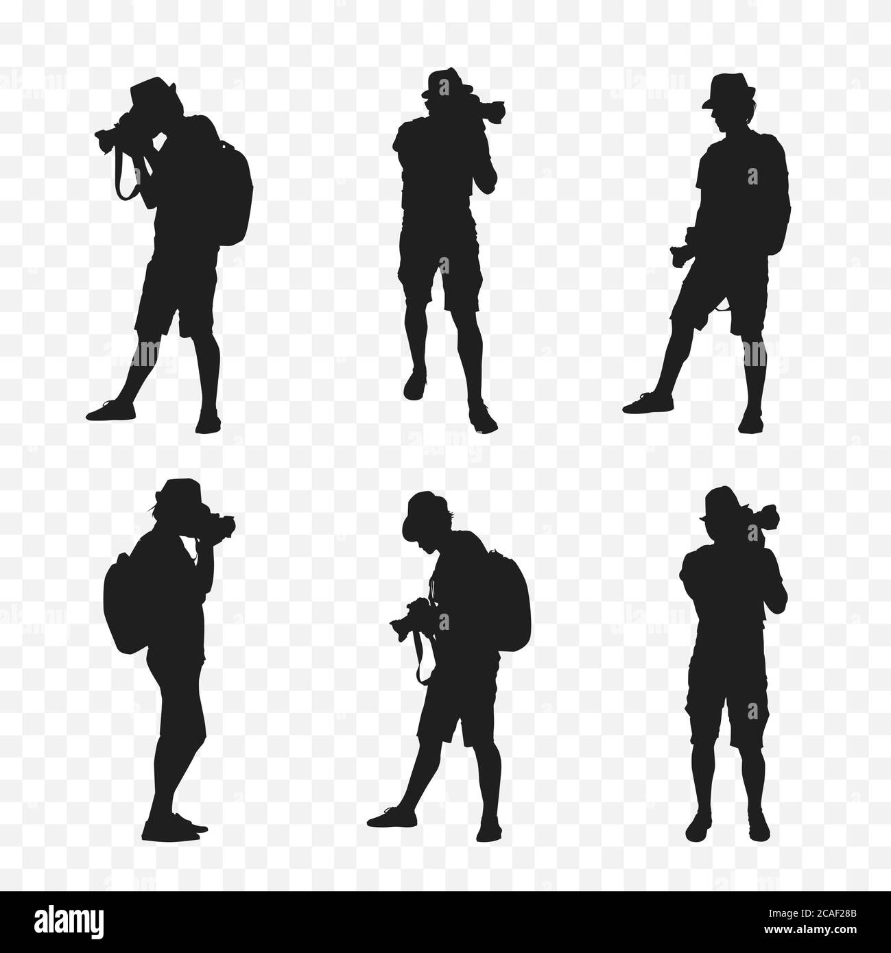 Silhouette of a tourist with camera Stock Vector