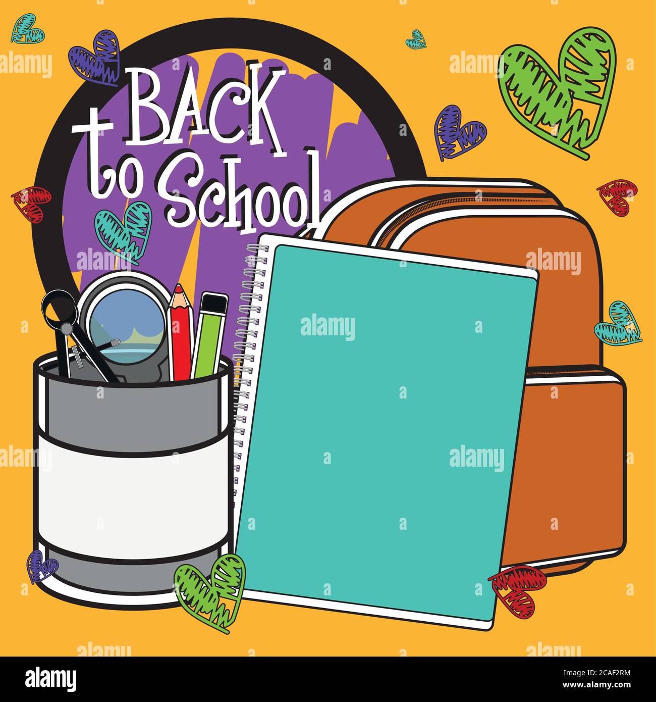 Back to school poster with school supplies - Vector Stock Vector Image ...