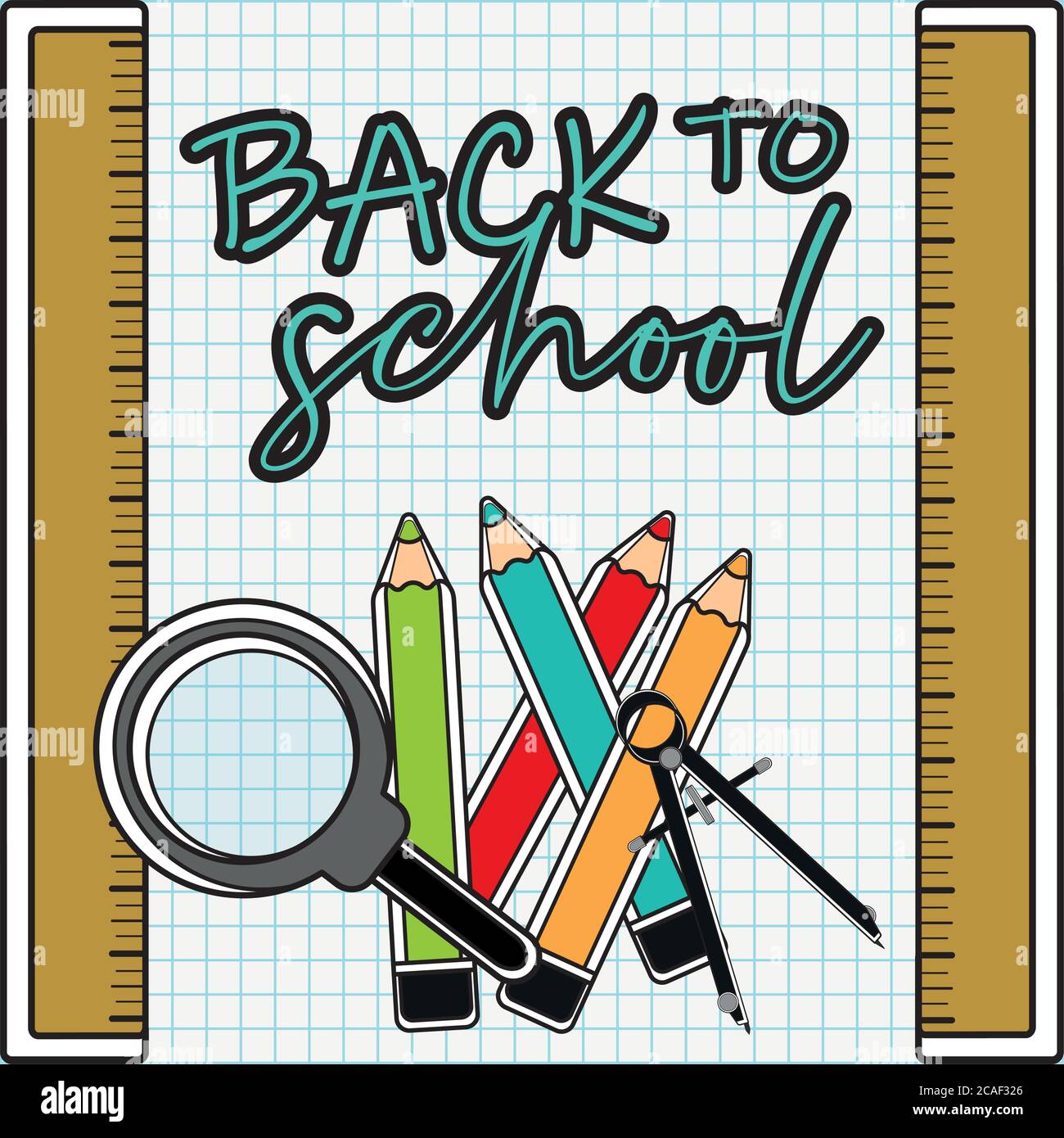 Back to school poster with school supplies - Vector Stock Vector Image ...
