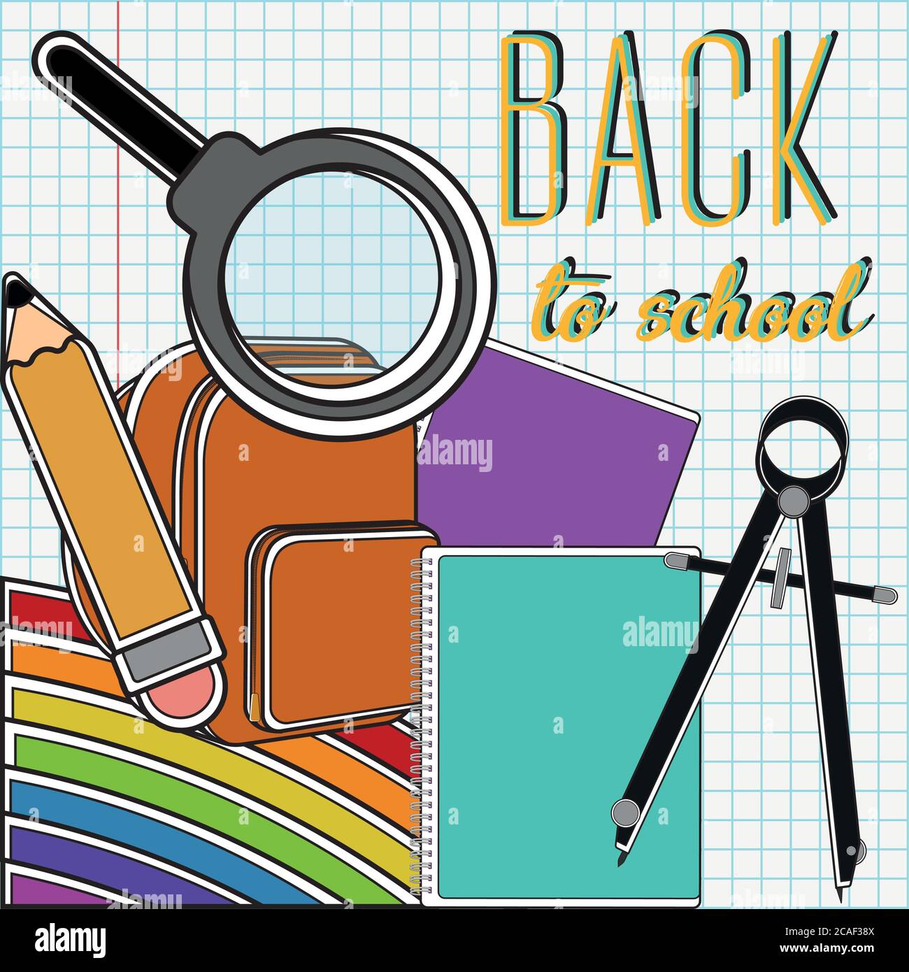 Back to school poster with school supplies - Vector Stock Vector Image ...