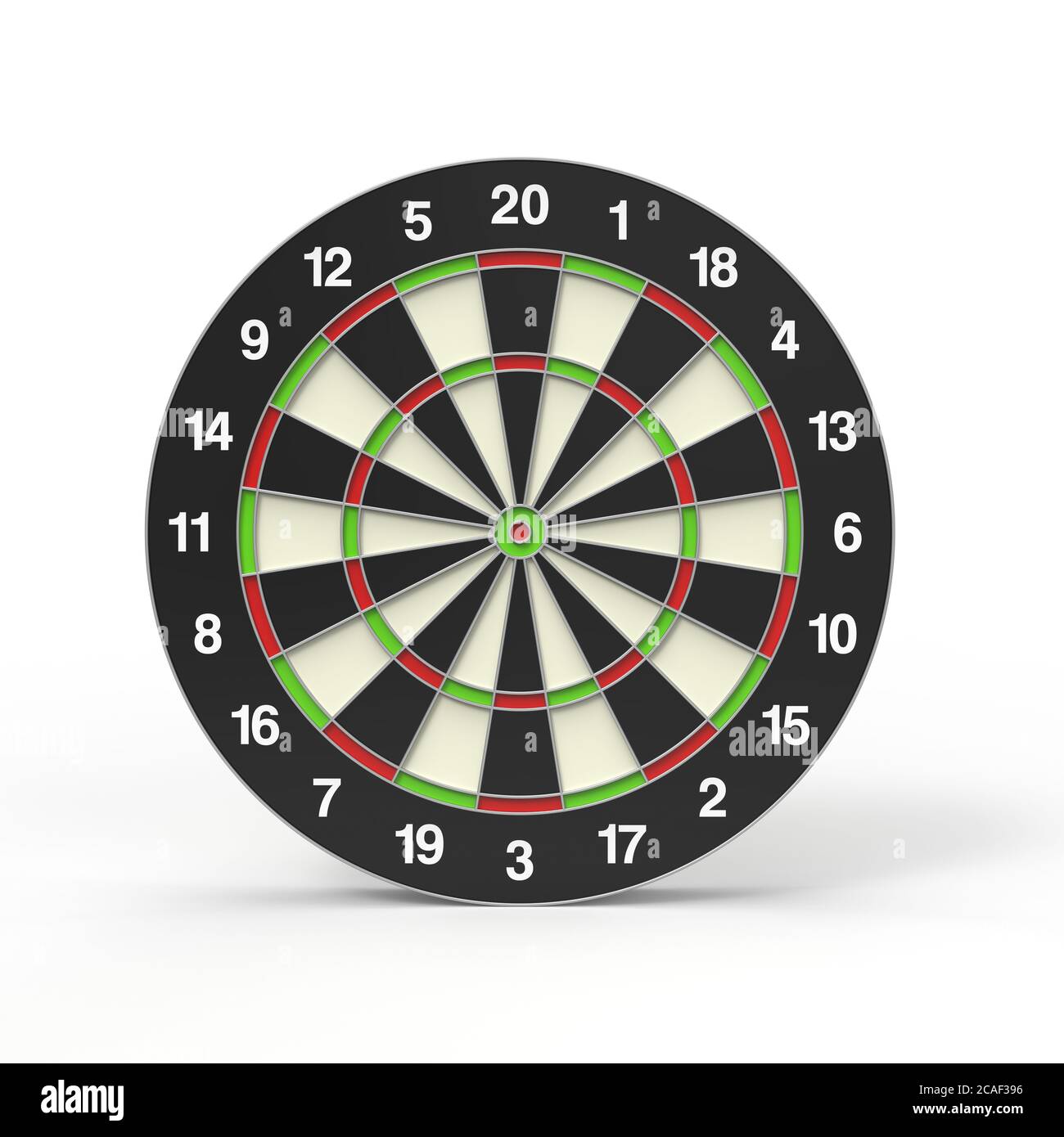 Dart board with standard colors on a white background Stock Photo