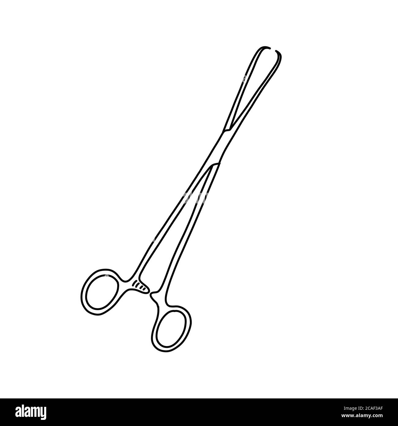 schroeder tenaculum forceps doodle icon, vector line illustration Stock Vector