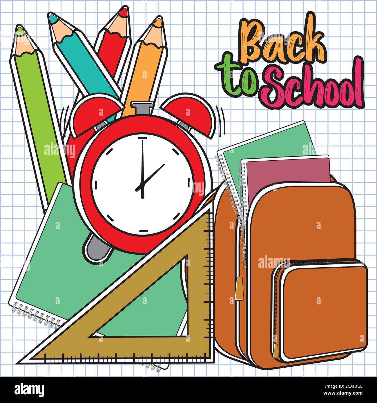 Back to school poster with school supplies - Vector Stock Vector Image ...