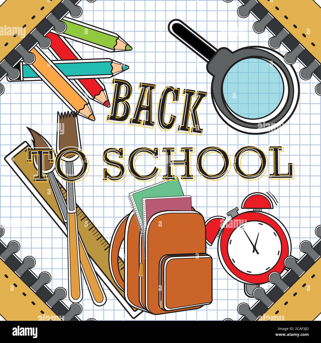 Back to school poster with school supplies - Vector Stock Vector Image ...