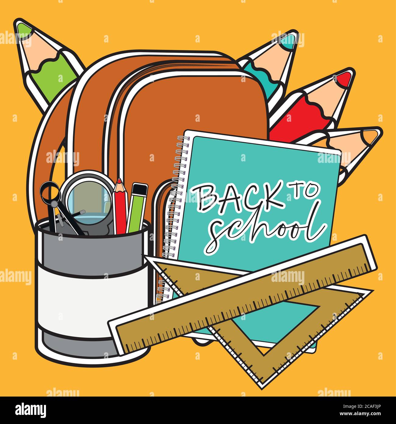 Back to school poster with school supplies - Vector Stock Vector Image ...