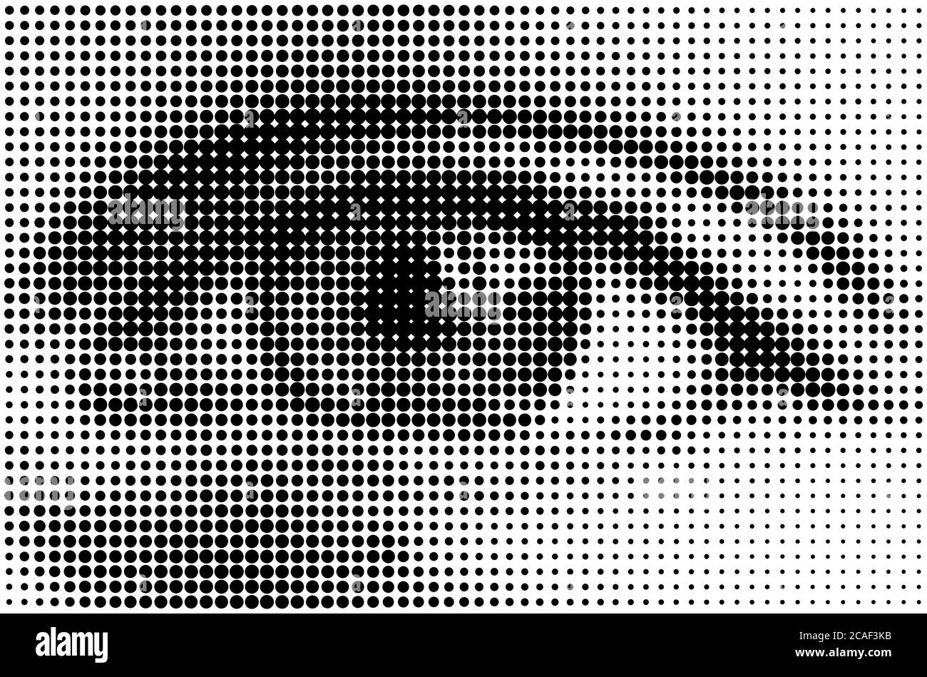 halftone style human eye close-up. dotted design. black dots on a white ...