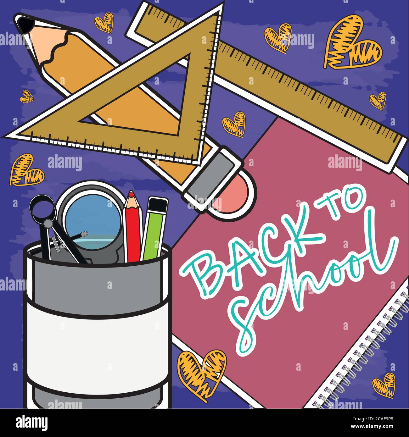 Back to school poster with school supplies - Vector Stock Vector Image ...