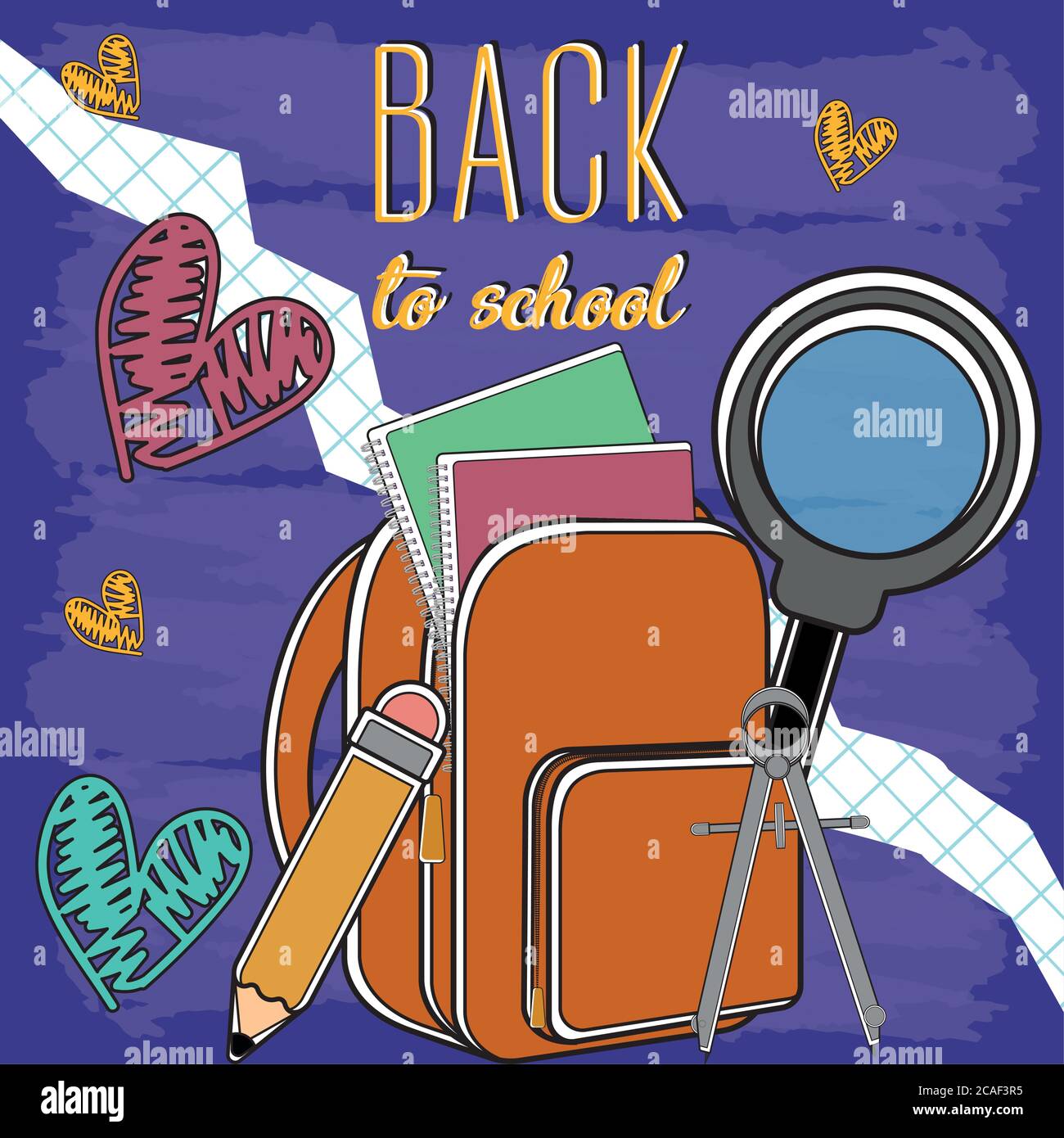 Back to school poster with school supplies - Vector Stock Vector Image ...