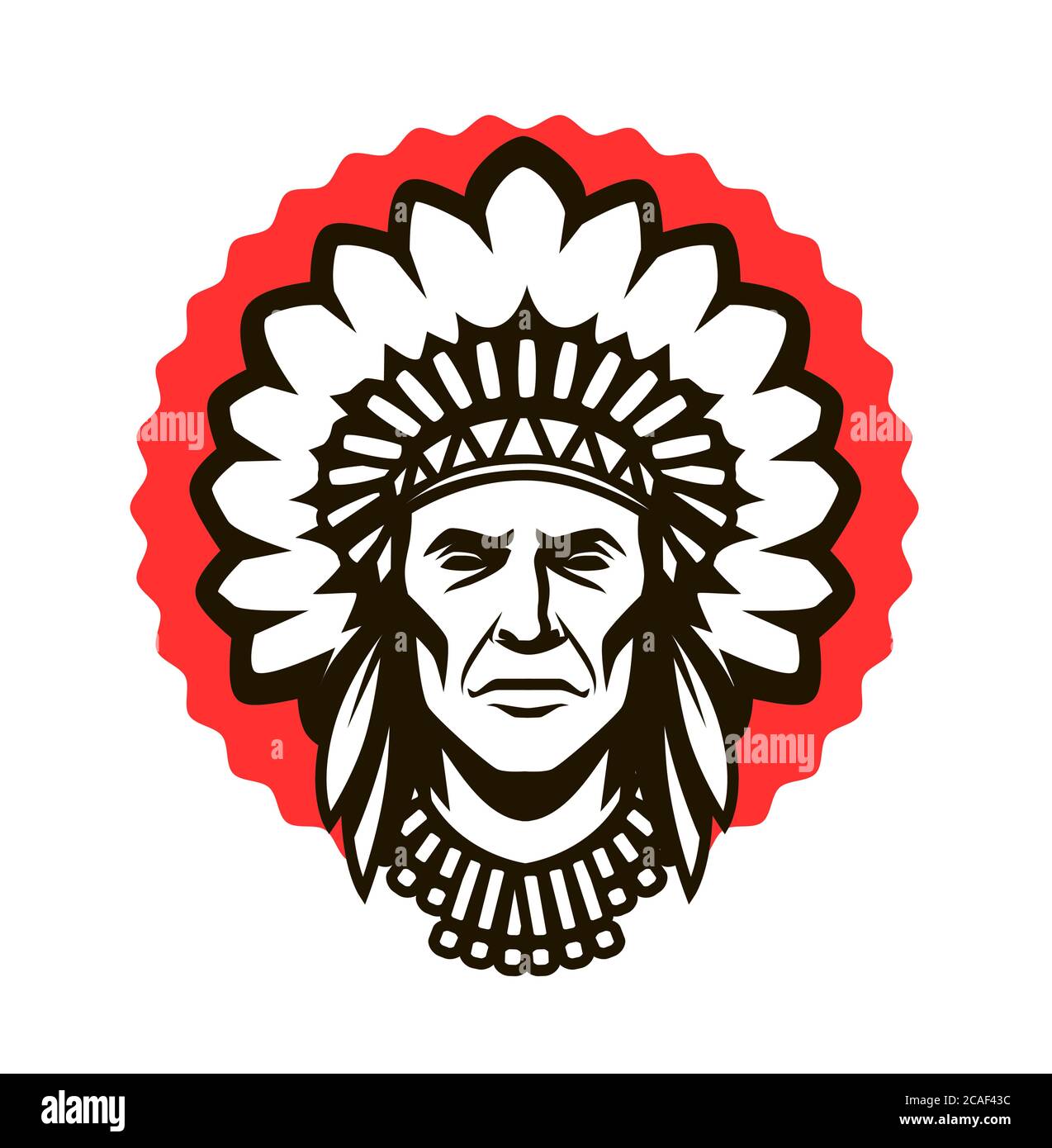 Indian chief logo or symbol. Warrior mascot Stock Vector