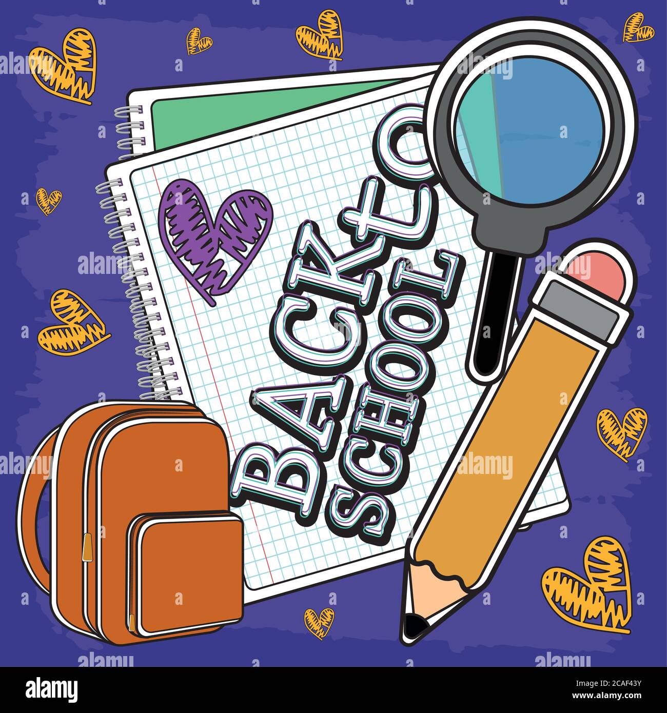 Back to school poster with school supplies - Vector Stock Vector Image ...