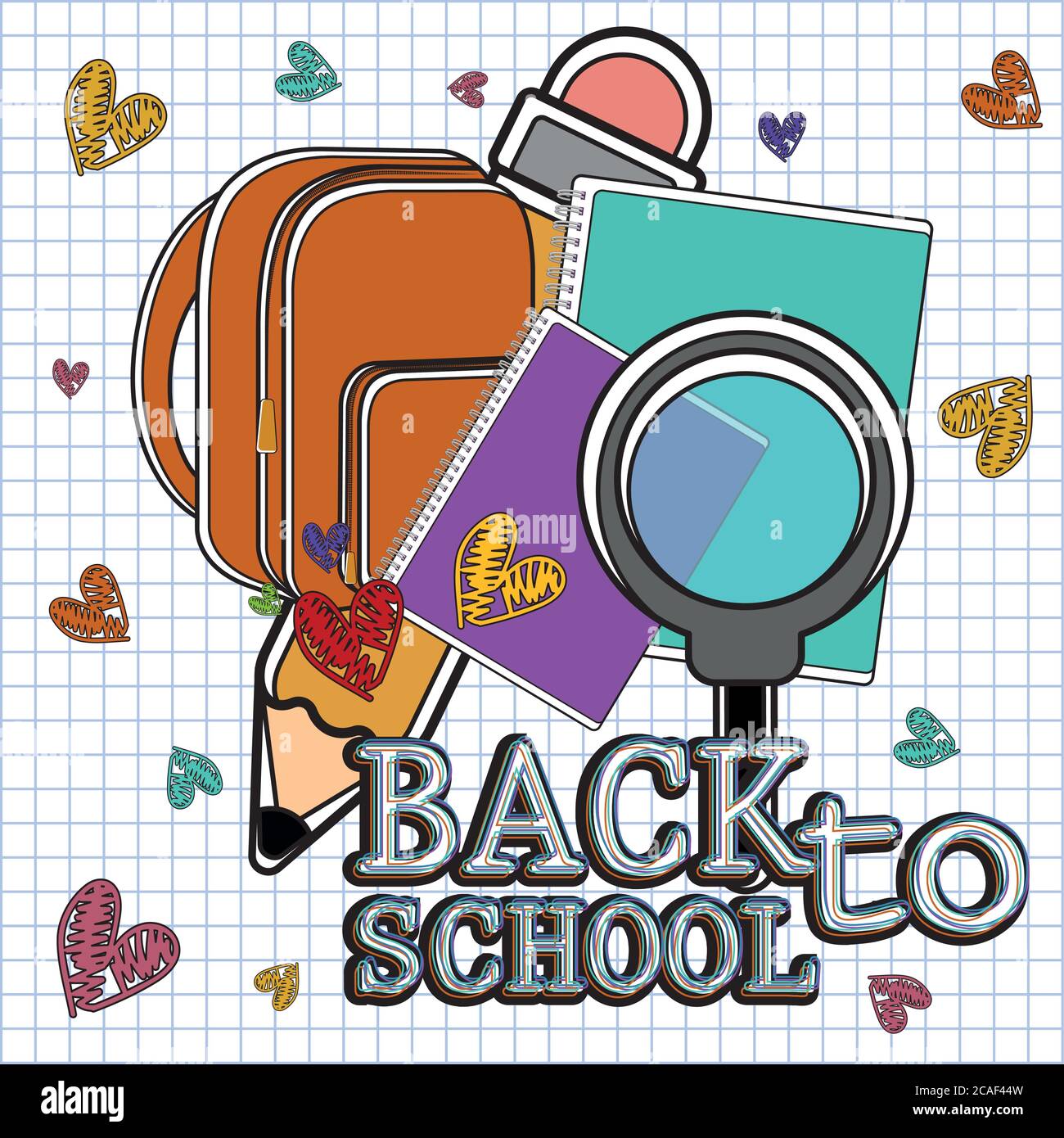 Back to school poster with school supplies - Vector Stock Vector Image ...