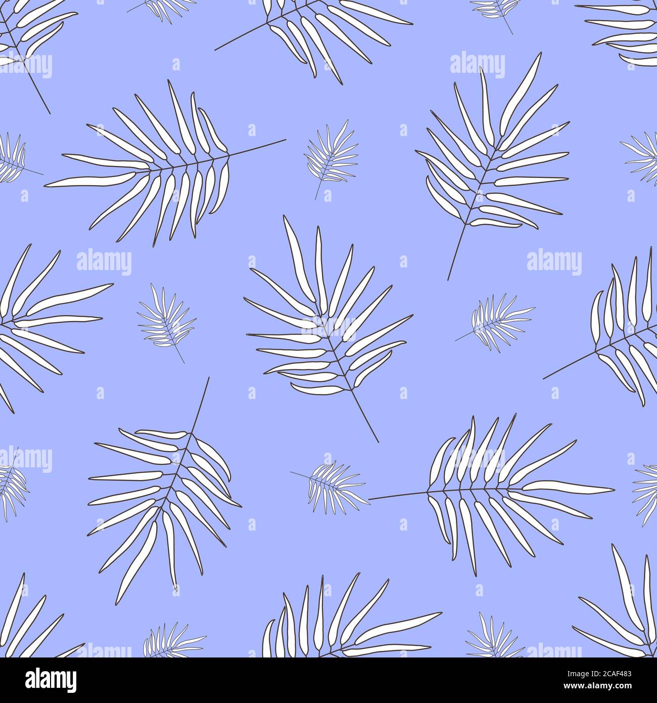 Vector pattern with tropical leaves. blue background. Palm leaves Stock Vector