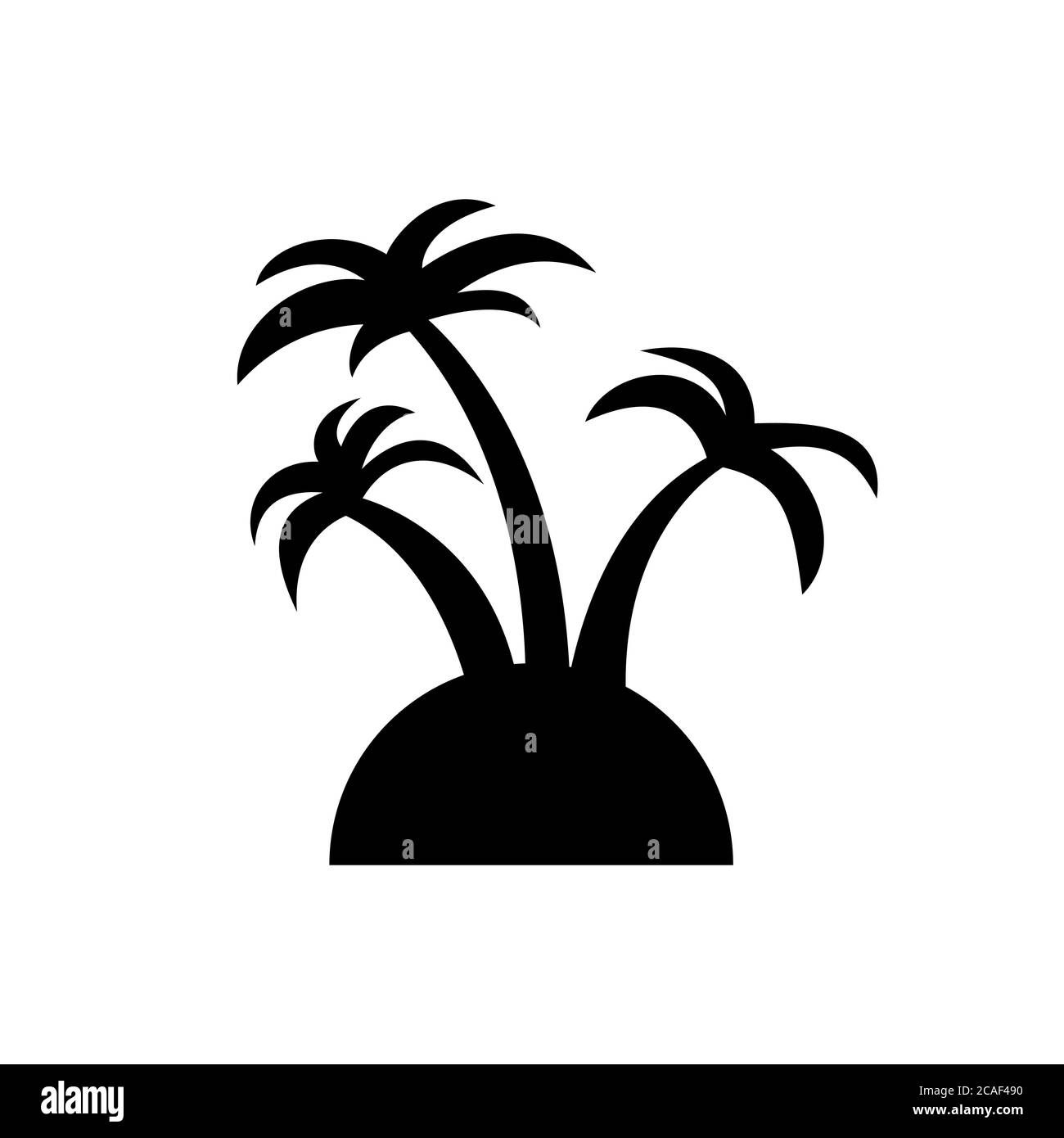 island icon with three palm trees on a white isolated background Stock Vector