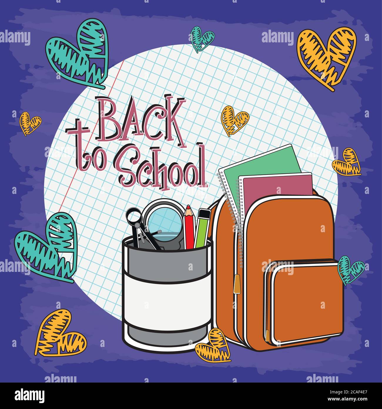 Back to school poster with school supplies - Vector Stock Vector Image ...