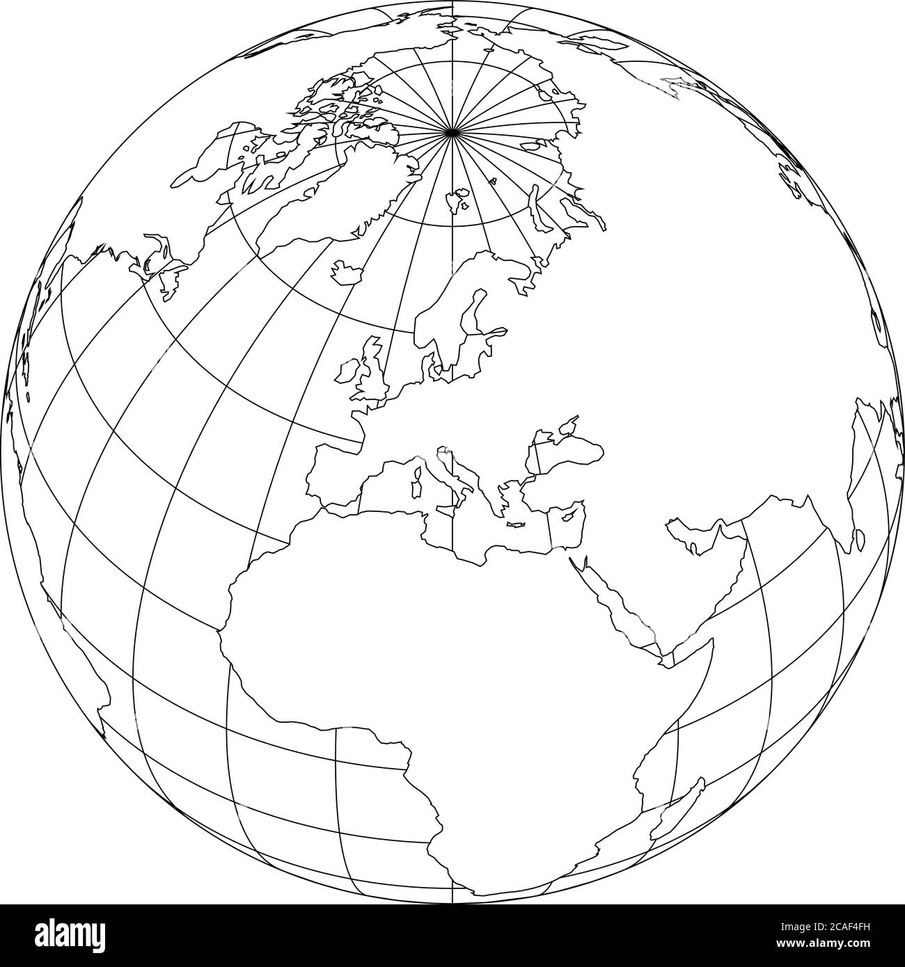 Outline Earth globe with map of World focused on Europe. Vector  illustration Stock Vector Image & Art - Alamy