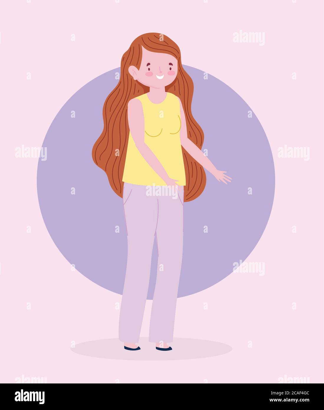 cartoon woman with long hair