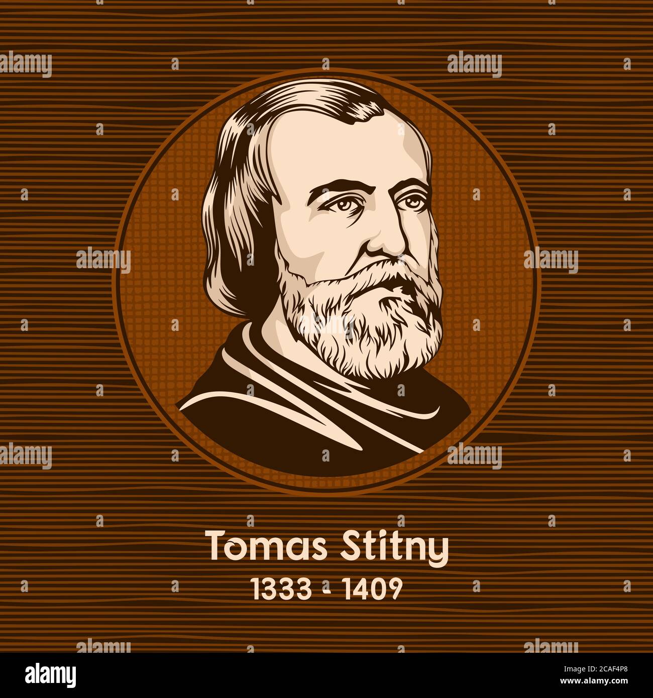 Tomas Stitny (1333 - 1409) was a Czech nobleman, writer, theologian, translator, and Christian preacher. He was one of the leading figures of the earl Stock Vector