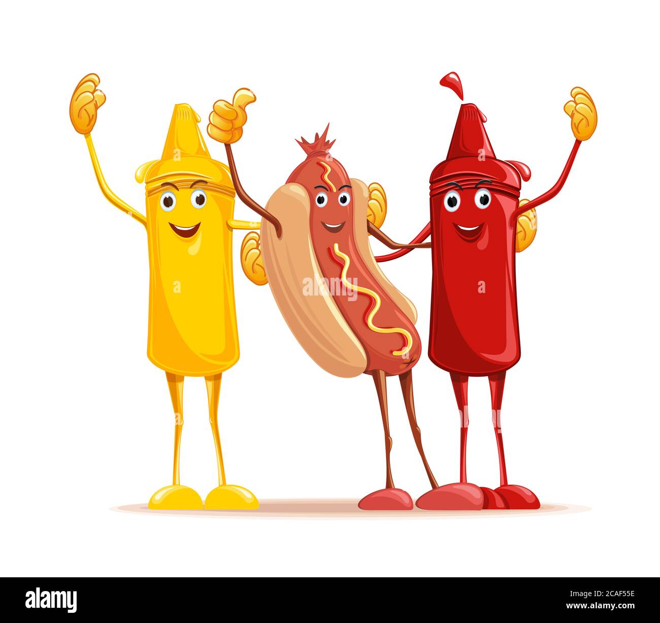 Mustard, hotdog and ketchup cuddling. Best friends Stock Vector Image & Art  - Alamy