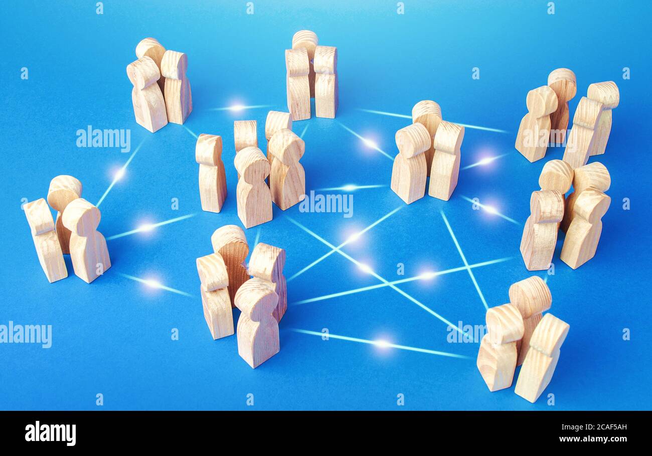 Connections of employees teams in the company. Coordination, knowledge