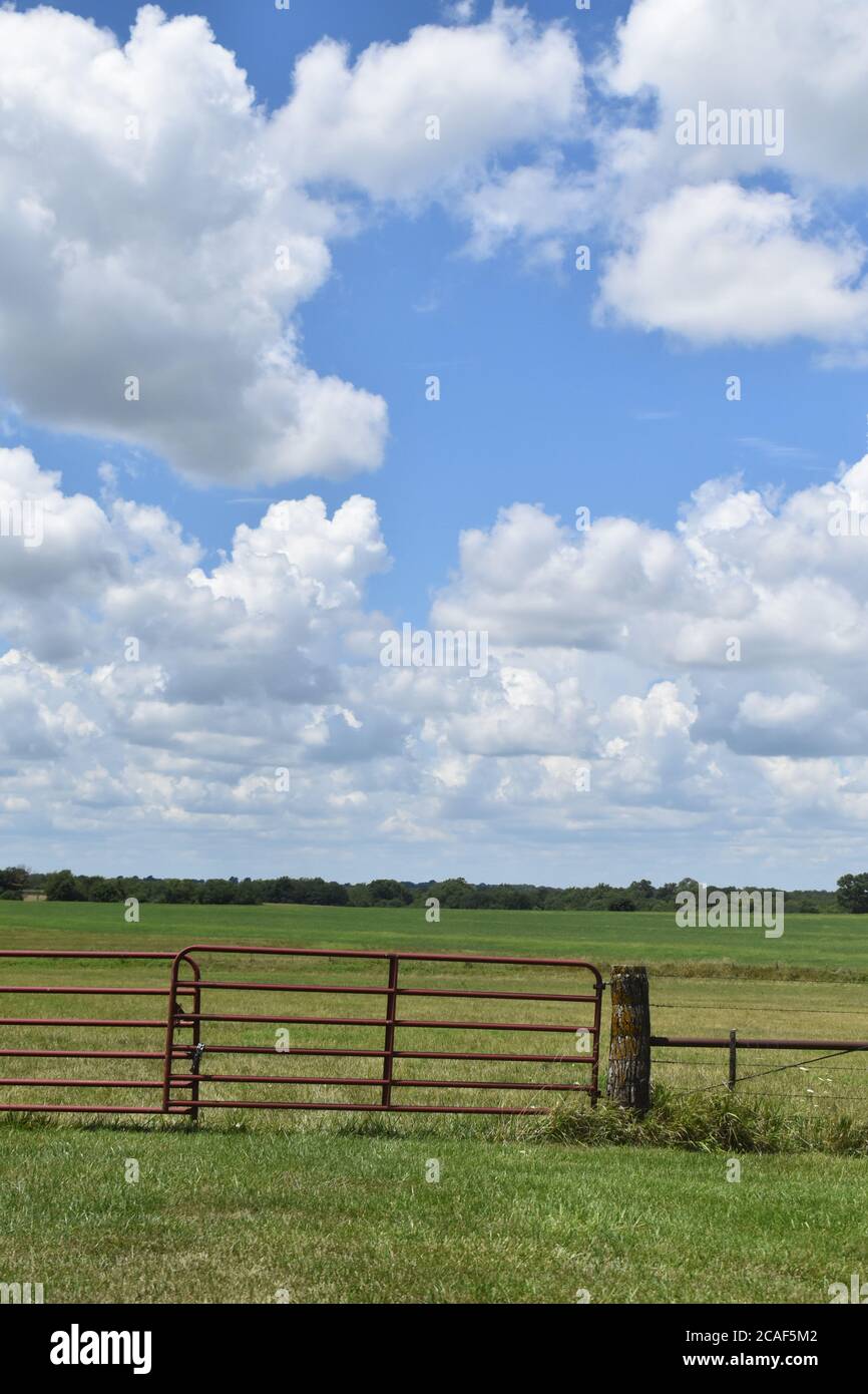 Farm Field Gate Stock Photo