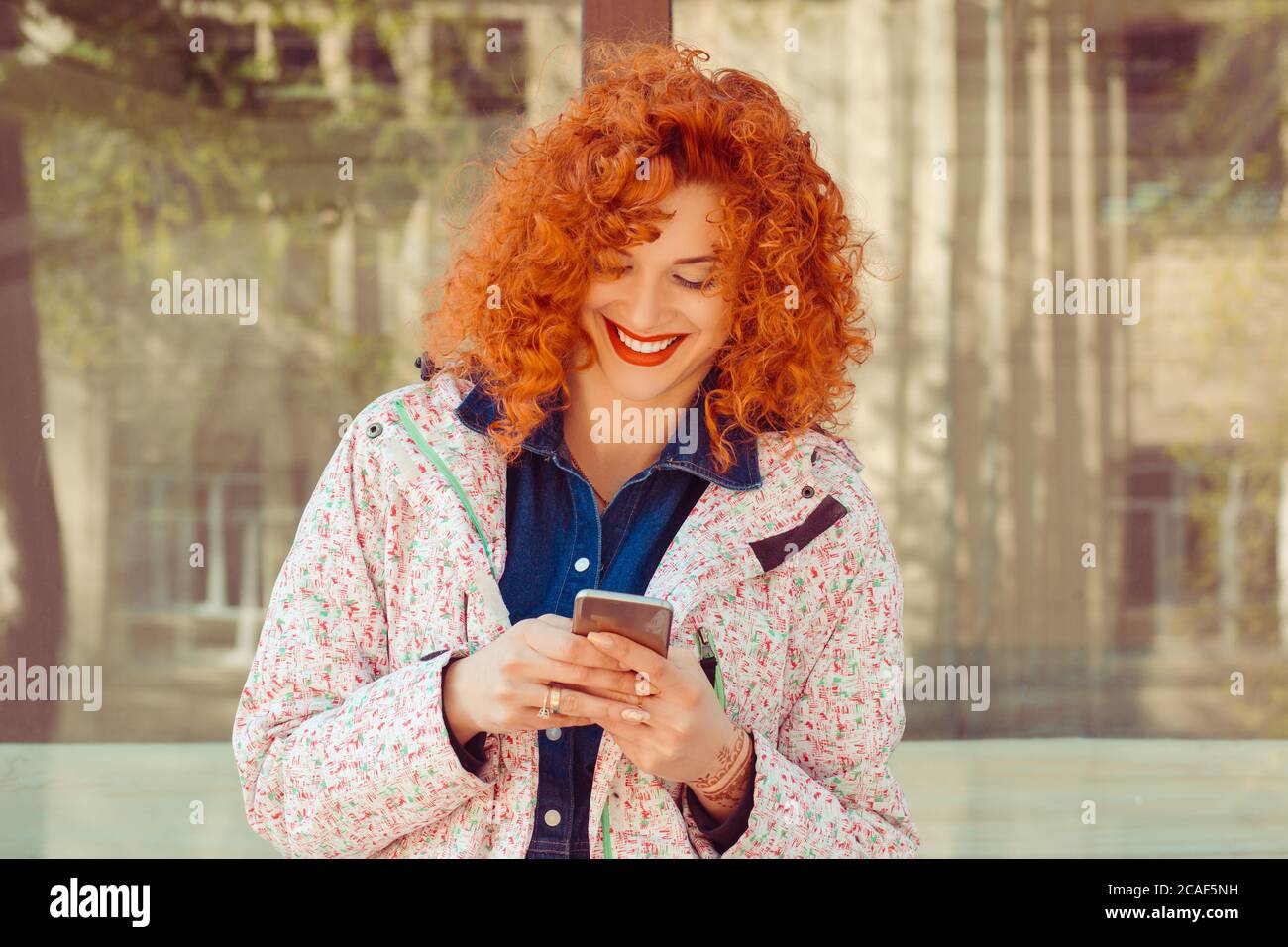 Candid Portrait Curly Redhead Woman High Resolution Stock Photography ...