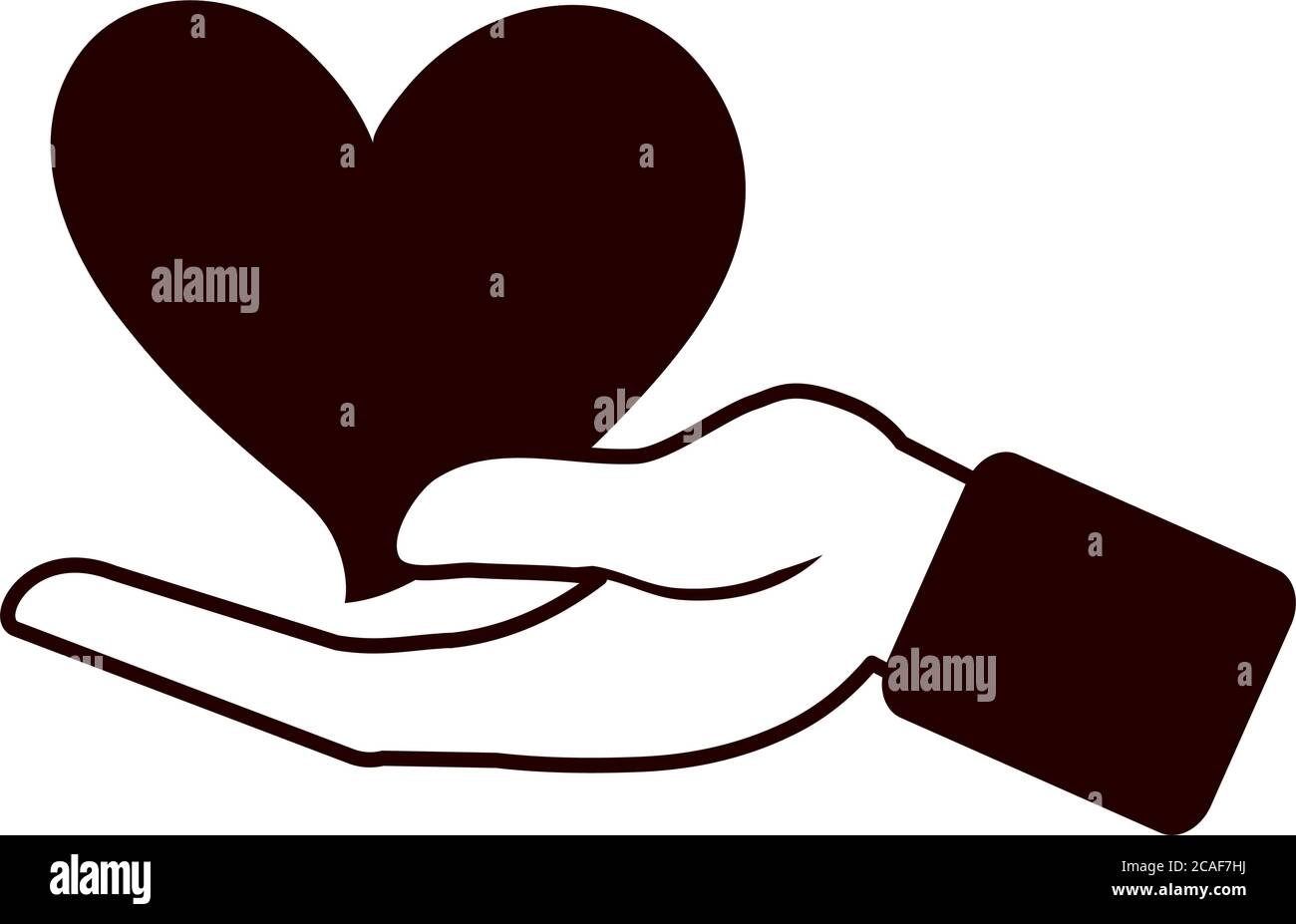 hand holding love heart romantic linear style icon vector illustration ...