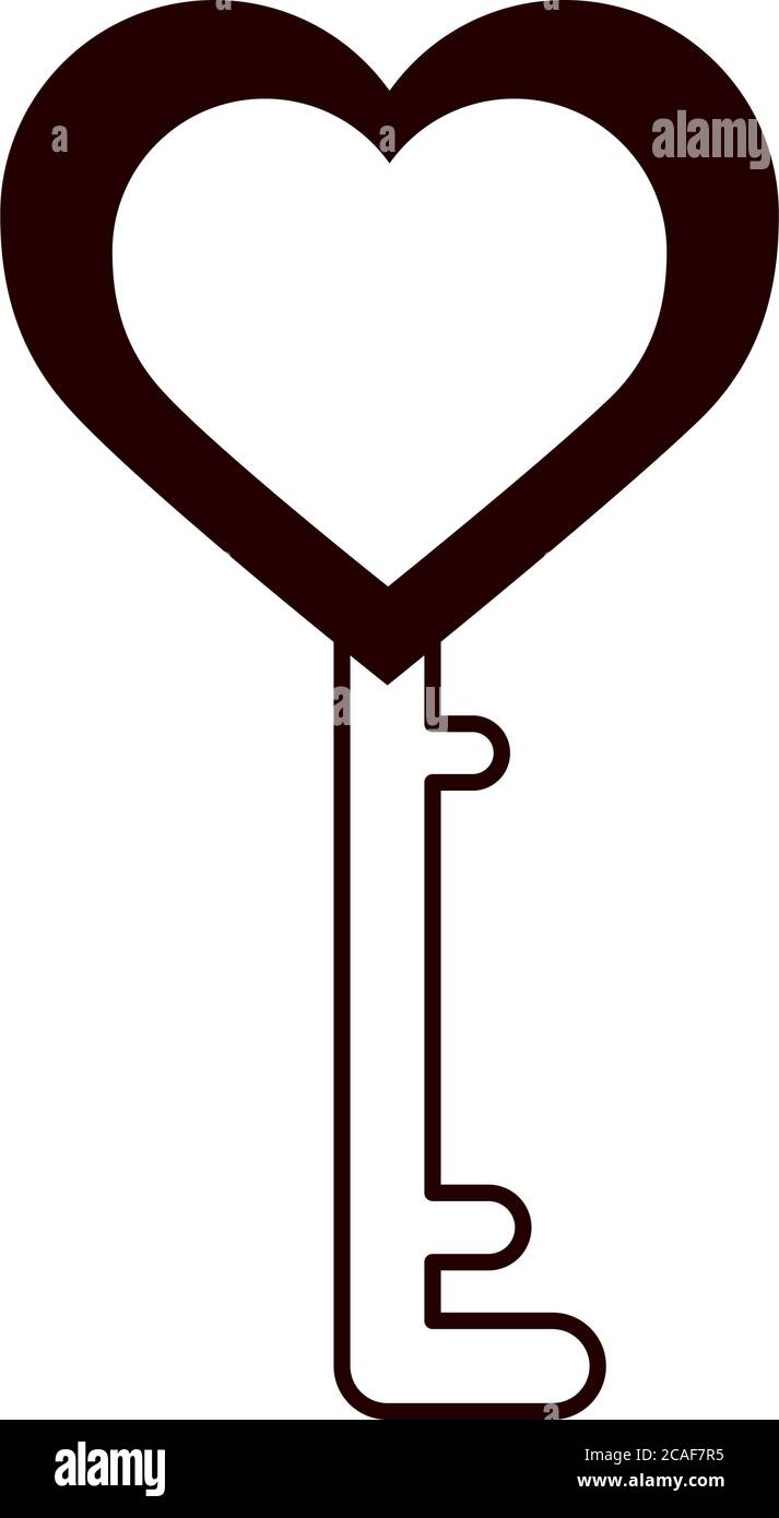 key shaped heart love romantic feeling linear style icon vector ...