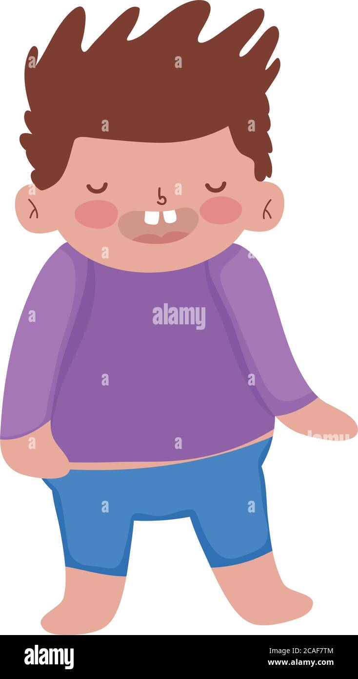 happy little boy brown hair cartoon isolated icon design white