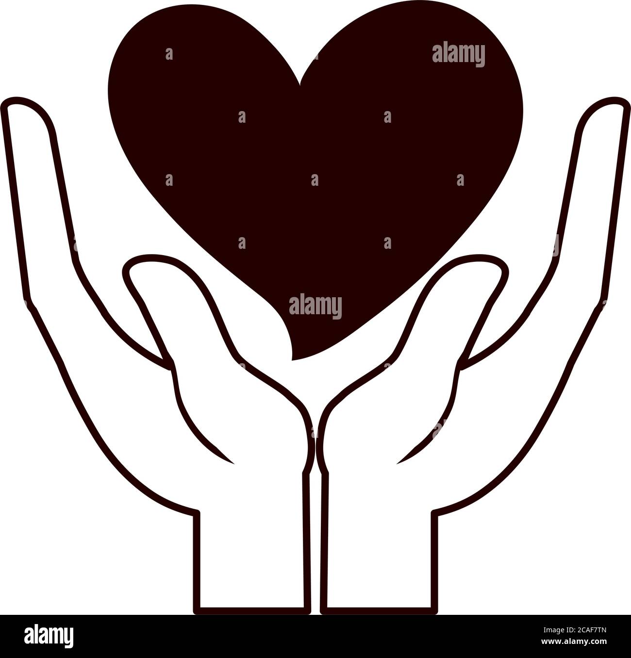 hands with love heart romantic passion feeling linear style icon vector ...