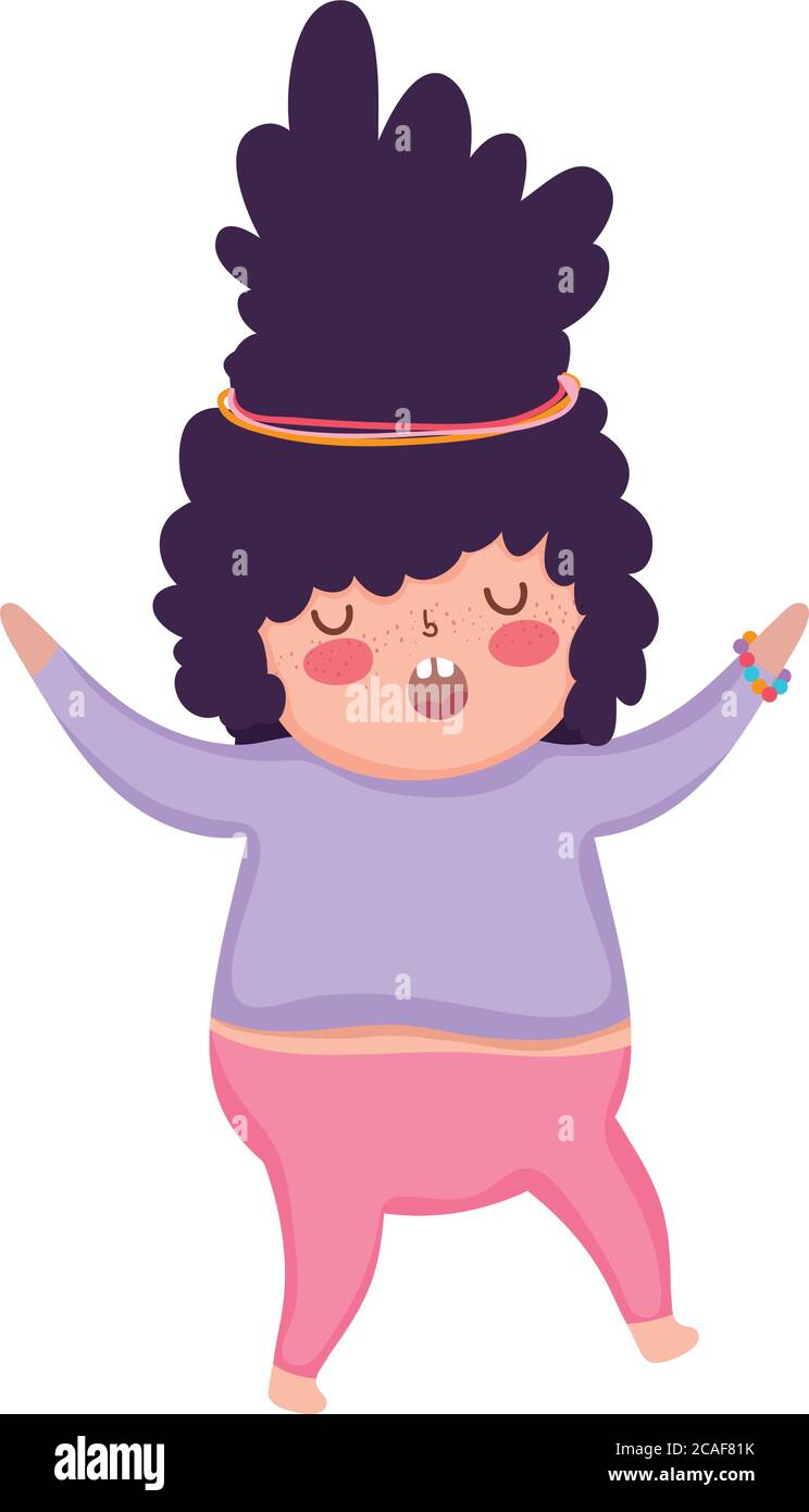 little cute girl black hair cartoon isolated icon design white
