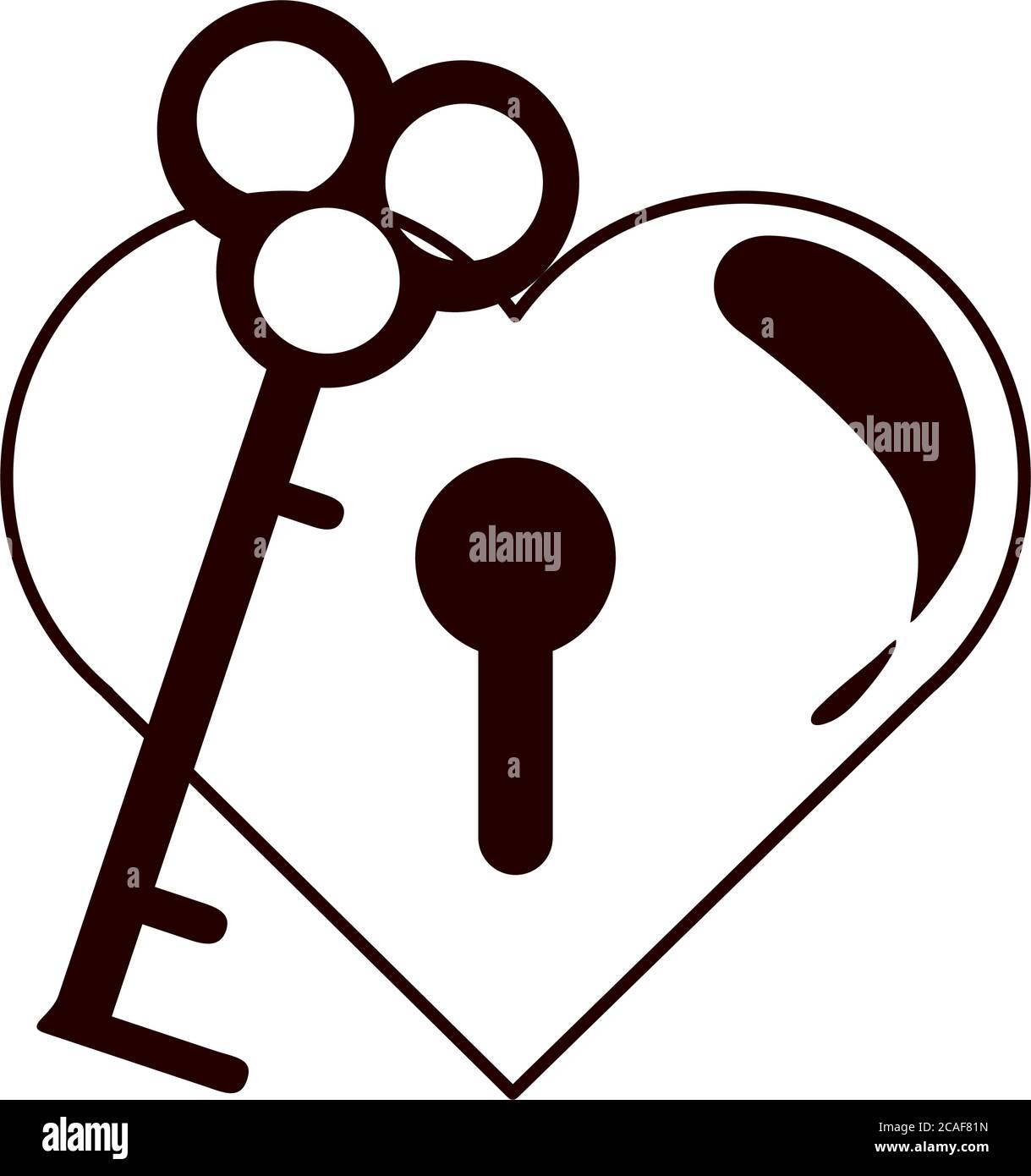 padlock and key shaped heart love romantic linear style icon vector ...