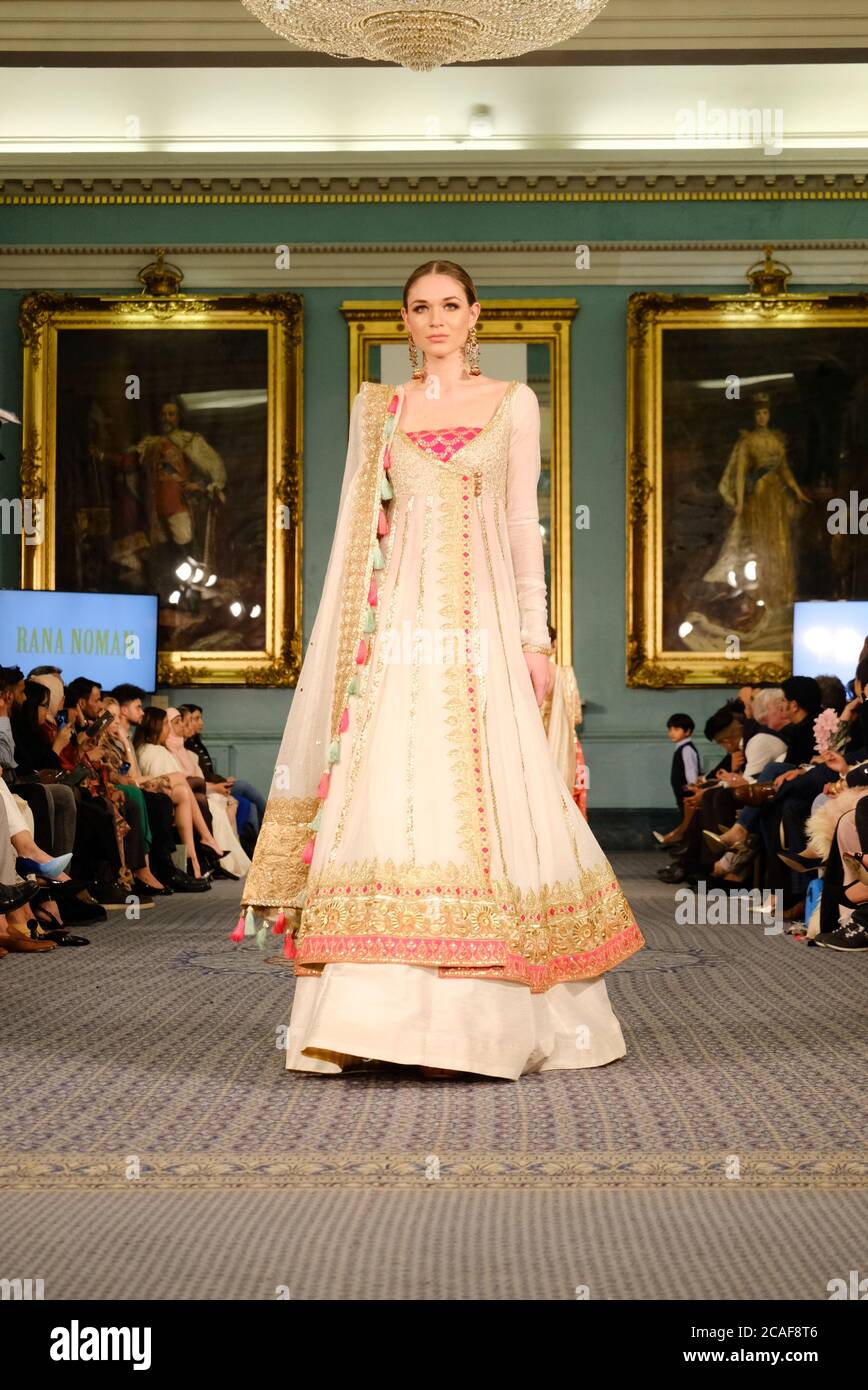 A Model Walks At The Rana Noman Fashion Show During Lifestyle London 19 Showcasing Pakistani Design Stock Photo Alamy