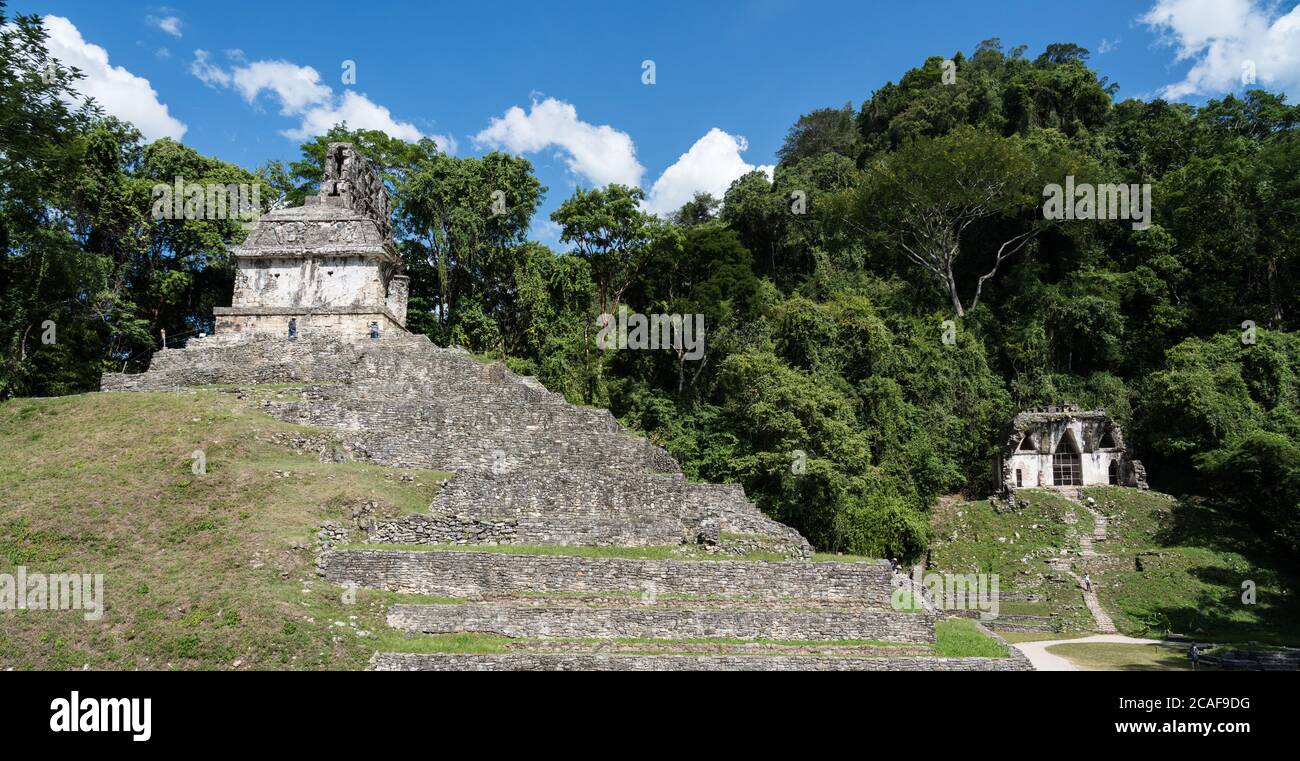 The Temple of the Cross in the ruins of the Mayan city of Palenque ...
