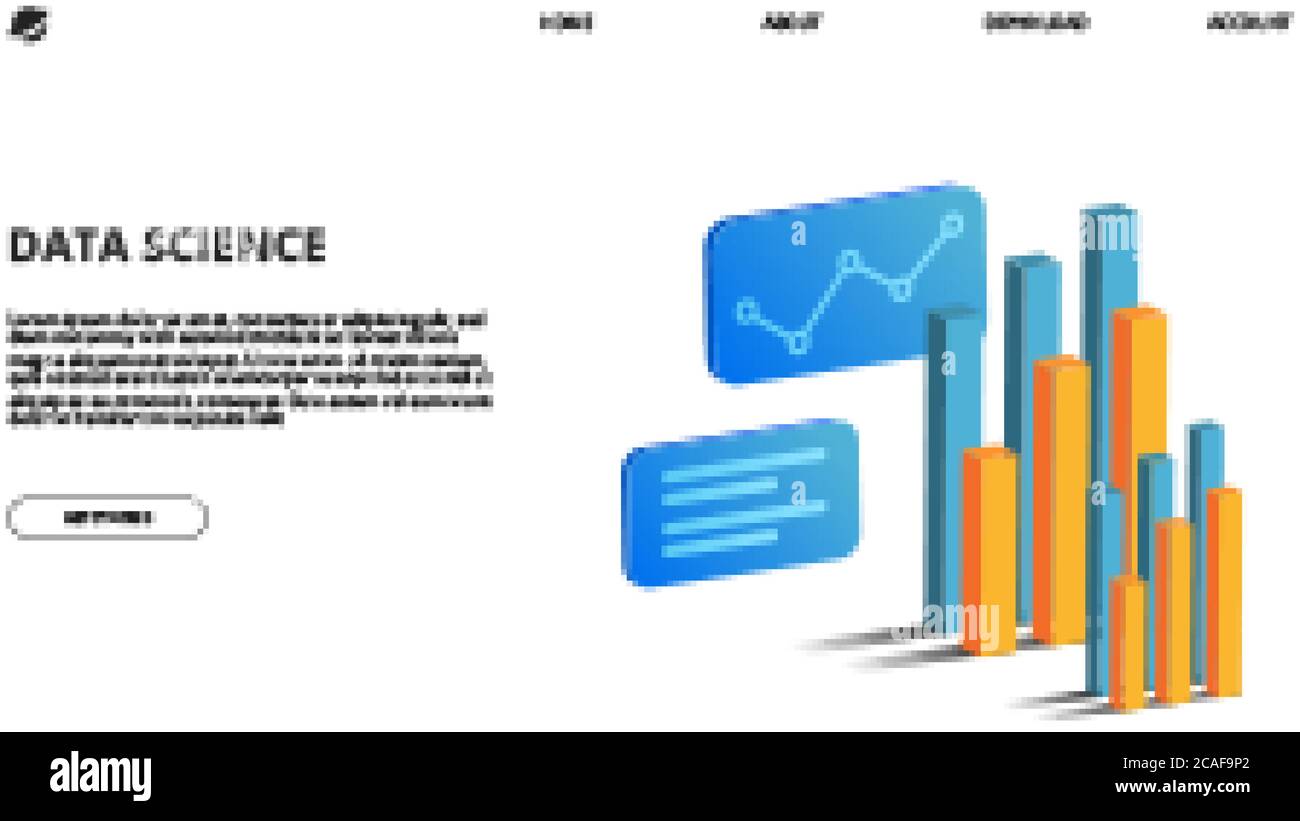 3D isometric perspective illustration of bar chart and statistic for ...