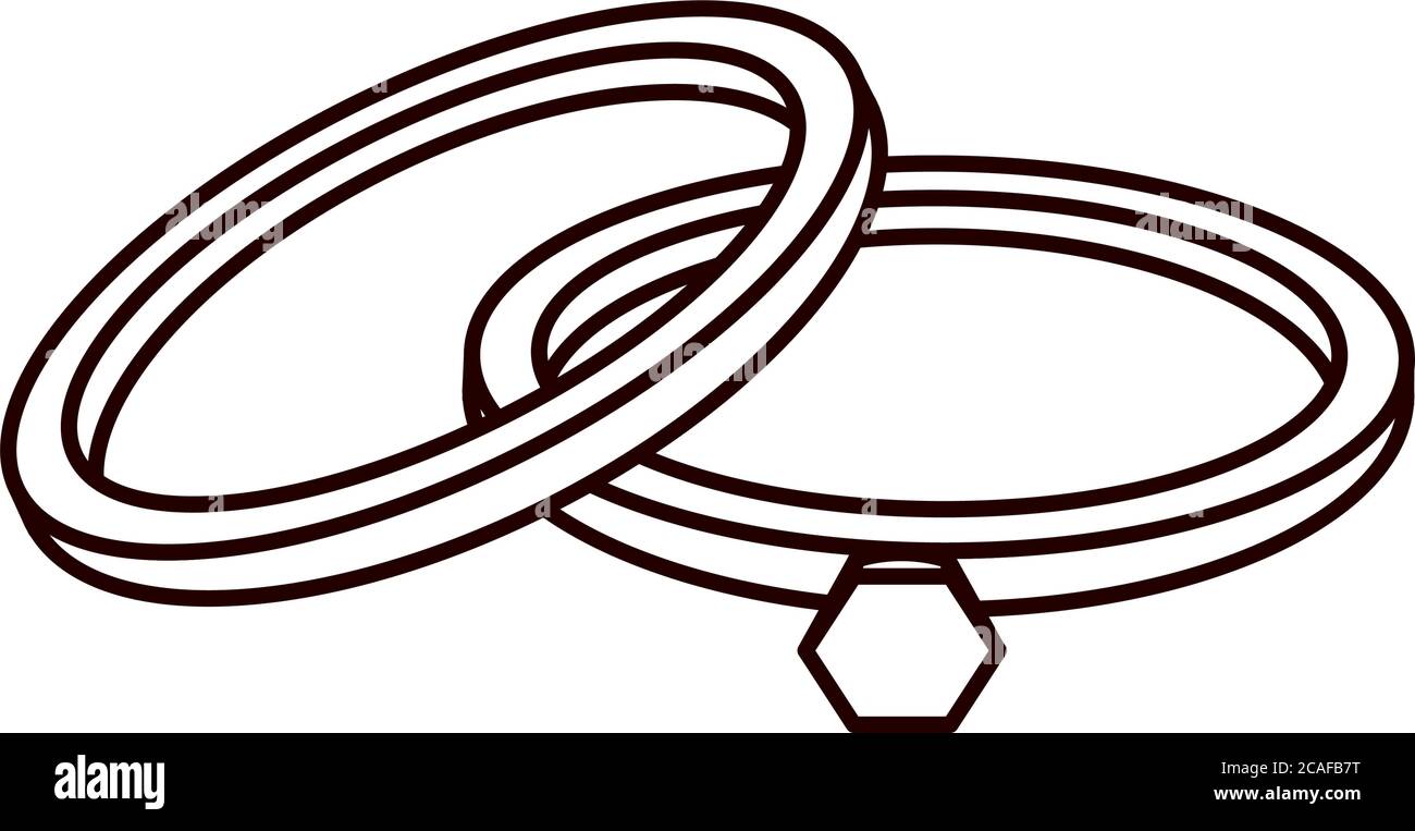 wedding rings love celebration linear style icon vector illustration ...