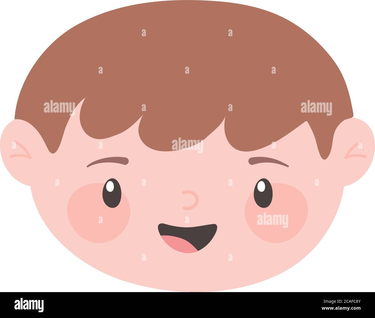 Happy Face Boy Cartoon Character Isolated Icon Design White Background