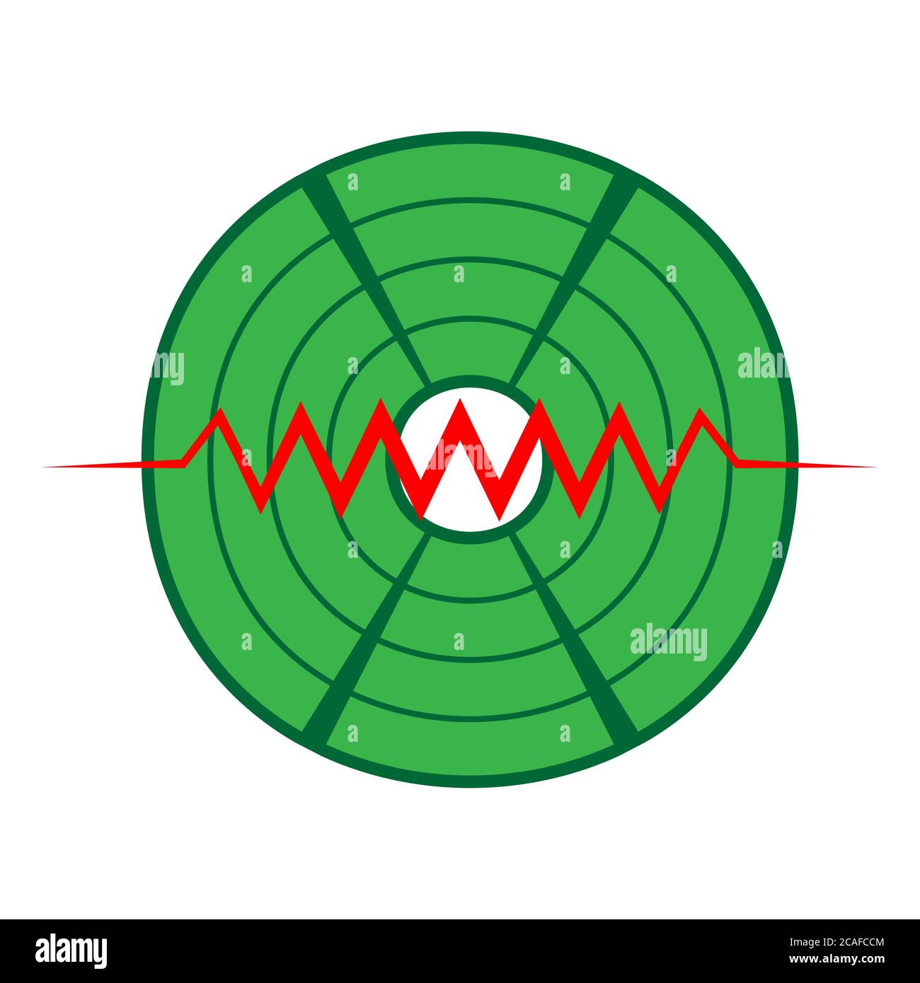 green radar icon sound wave on a white isolated background. Vector image Stock Vector